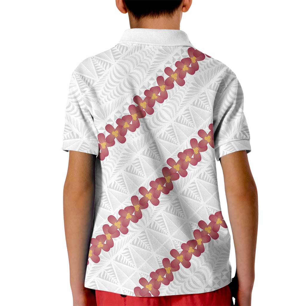 White Sunday Tonga Fakame Kid Polo Shirt Tongan Ngatu Heilala Lei - Polynesian Pride