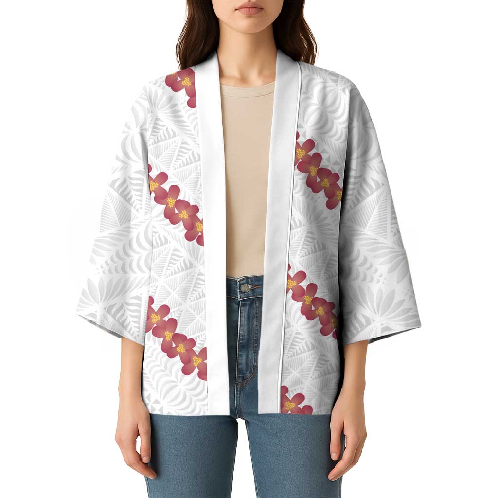 White Sunday Tonga Fakame Kimono Tongan Ngatu Heilala Lei - Polynesian Pride