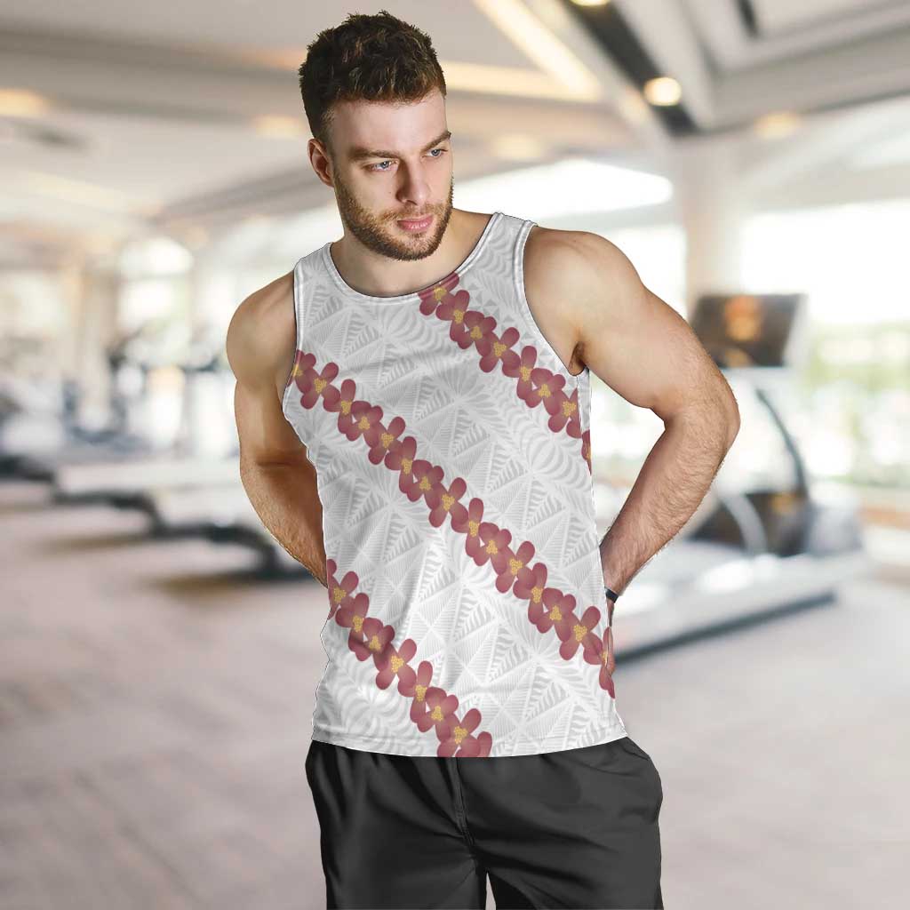 White Sunday Tonga Fakame Men Tank Top Tongan Ngatu Heilala Lei - Polynesian Pride