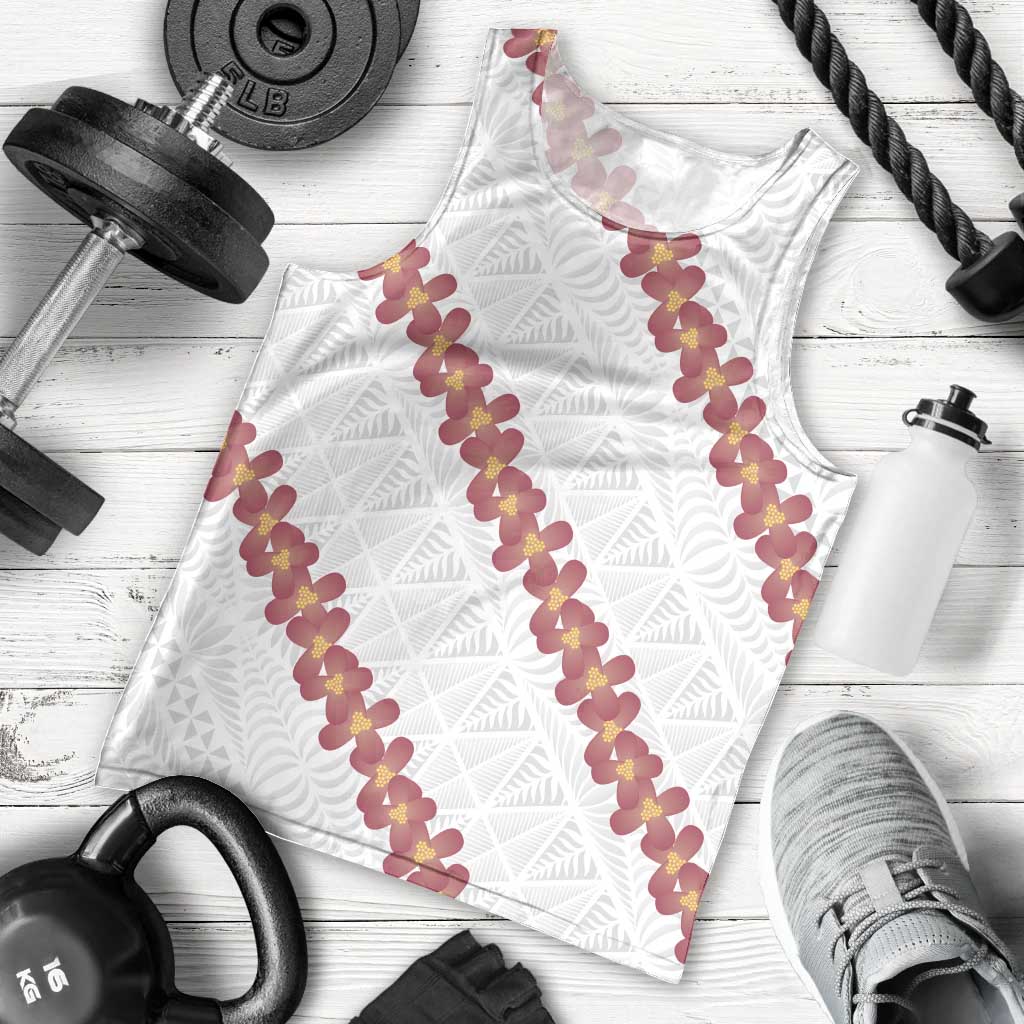 White Sunday Tonga Fakame Men Tank Top Tongan Ngatu Heilala Lei - Polynesian Pride