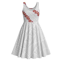 White Sunday Tonga Fakame Midi Dress Tongan Ngatu Heilala Lei - Polynesian Pride