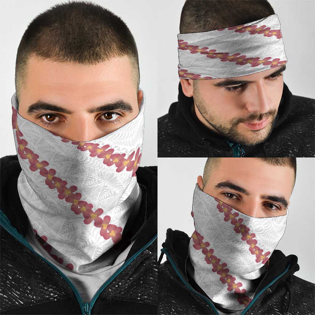 White Sunday Tonga Fakame Neck Gaiter Tongan Ngatu Heilala Lei - Polynesian Pride