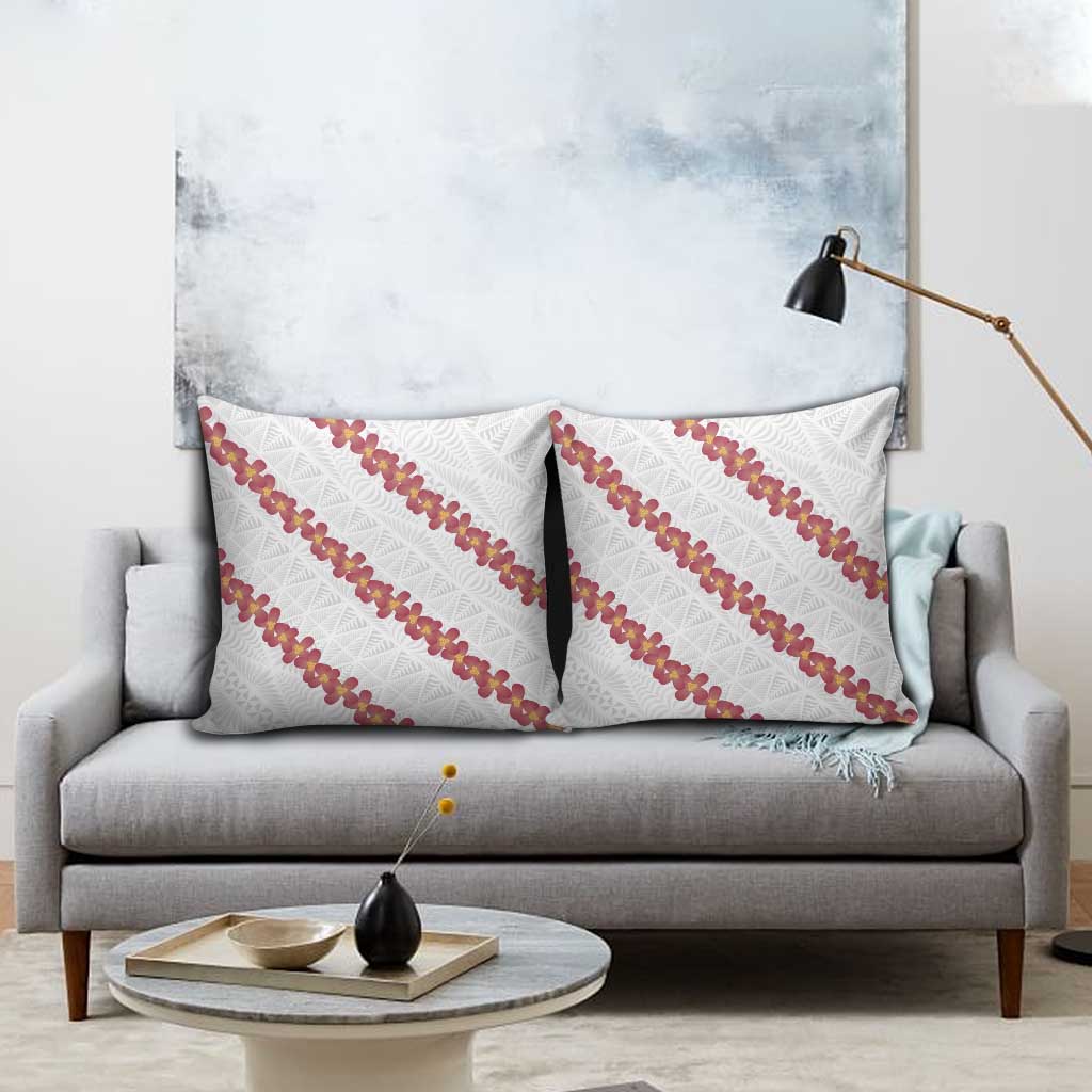 White Sunday Tonga Fakame Pillow Cover Tongan Ngatu Heilala Lei - Polynesian Pride