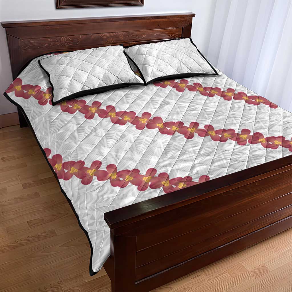 White Sunday Tonga Fakame Quilt Bed Set Tongan Ngatu Heilala Lei - Polynesian Pride