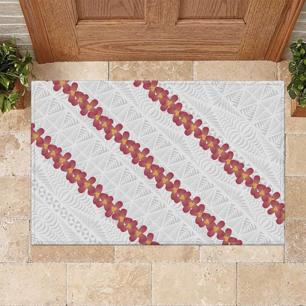 White Sunday Tonga Fakame Rubber Doormat Tongan Ngatu Heilala Lei - Polynesian Pride