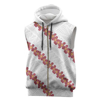 White Sunday Tonga Fakame Sleeveless Zip Hoodie Tongan Ngatu Heilala Lei - Polynesian Pride