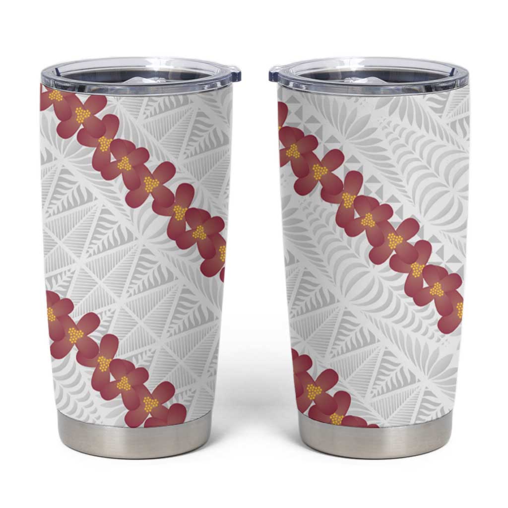 White Sunday Tonga Fakame Tumbler Cup Tongan Ngatu Heilala Lei - Polynesian Pride