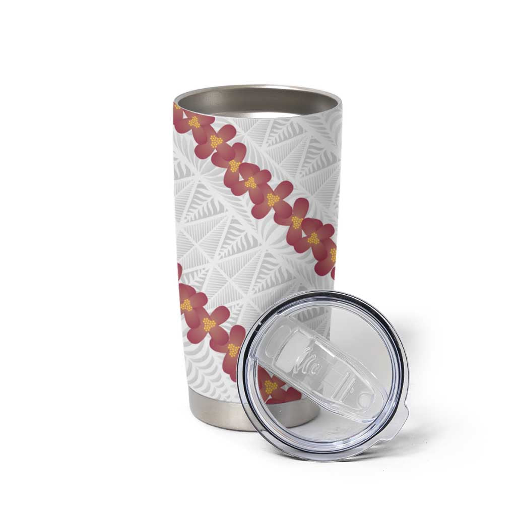 White Sunday Tonga Fakame Tumbler Cup Tongan Ngatu Heilala Lei - Polynesian Pride
