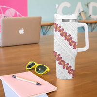 White Sunday Tonga Fakame Tumbler With Handle Tongan Ngatu Heilala Lei - Polynesian Pride