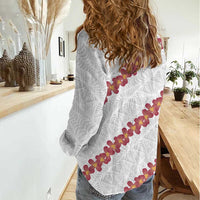 White Sunday Tonga Fakame Women Casual Shirt Tongan Ngatu Heilala Lei - Polynesian Pride