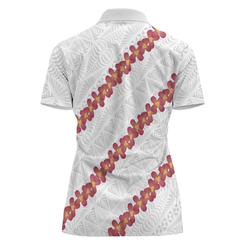 White Sunday Tonga Fakame Women Polo Shirt Tongan Ngatu Heilala Lei - Polynesian Pride