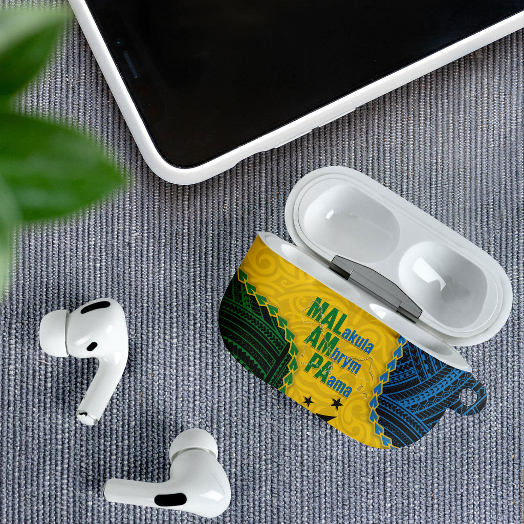 Malampa Province Vanuatu AirPods Case Map With Polynesian Pattern LT14 - Polynesian Pride