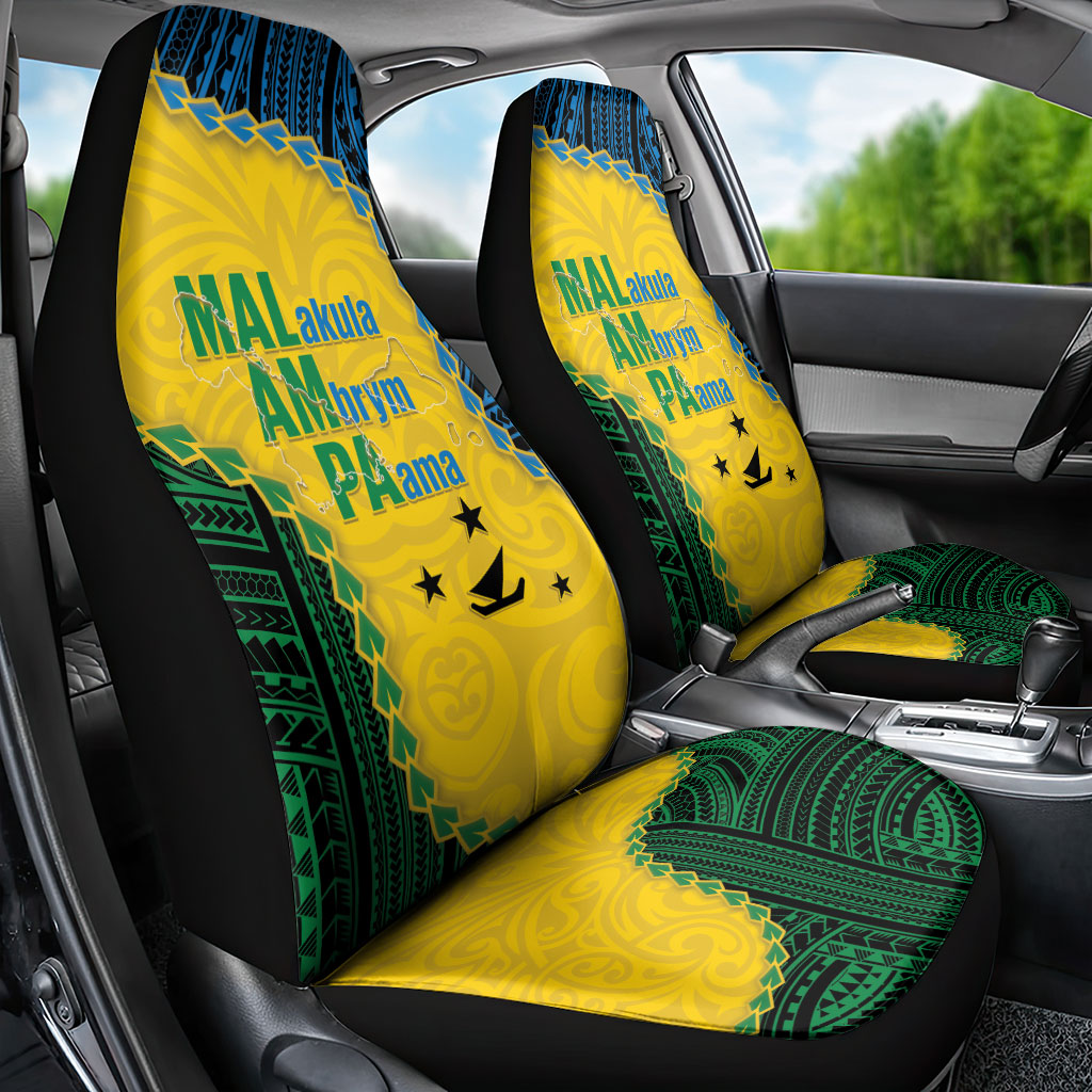 Malampa Province Vanuatu Car Seat Cover Map With Polynesian Pattern LT14 - Polynesian Pride