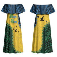 Personalised Malampa Province Vanuatu Couples Matching Off Shoulder Maxi Dress and Hawaiian Shirt Map With Polynesian Pattern LT14 - Polynesian Pride