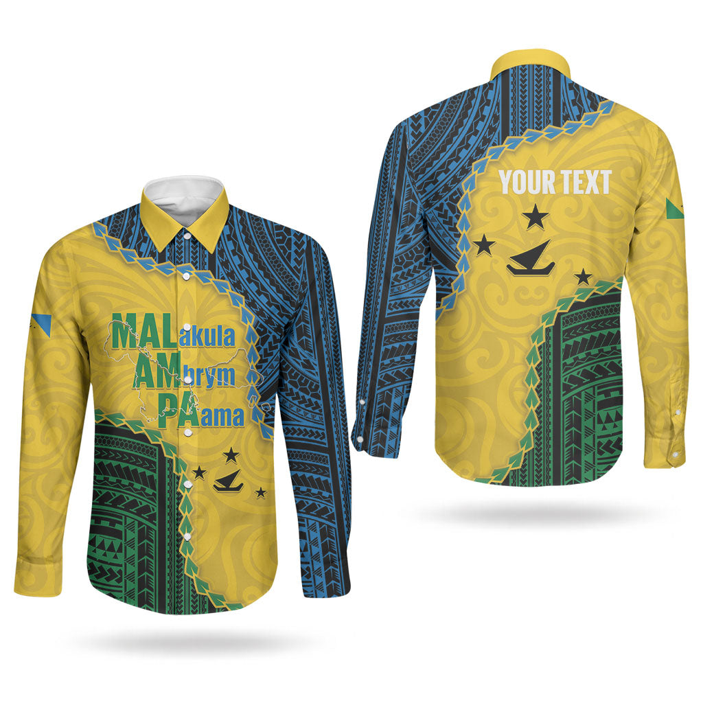 Personalised Malampa Province Vanuatu Couples Matching Off Shoulder Maxi Dress and Long Sleeve Button Shirt Map With Polynesian Pattern LT14 - Polynesian Pride