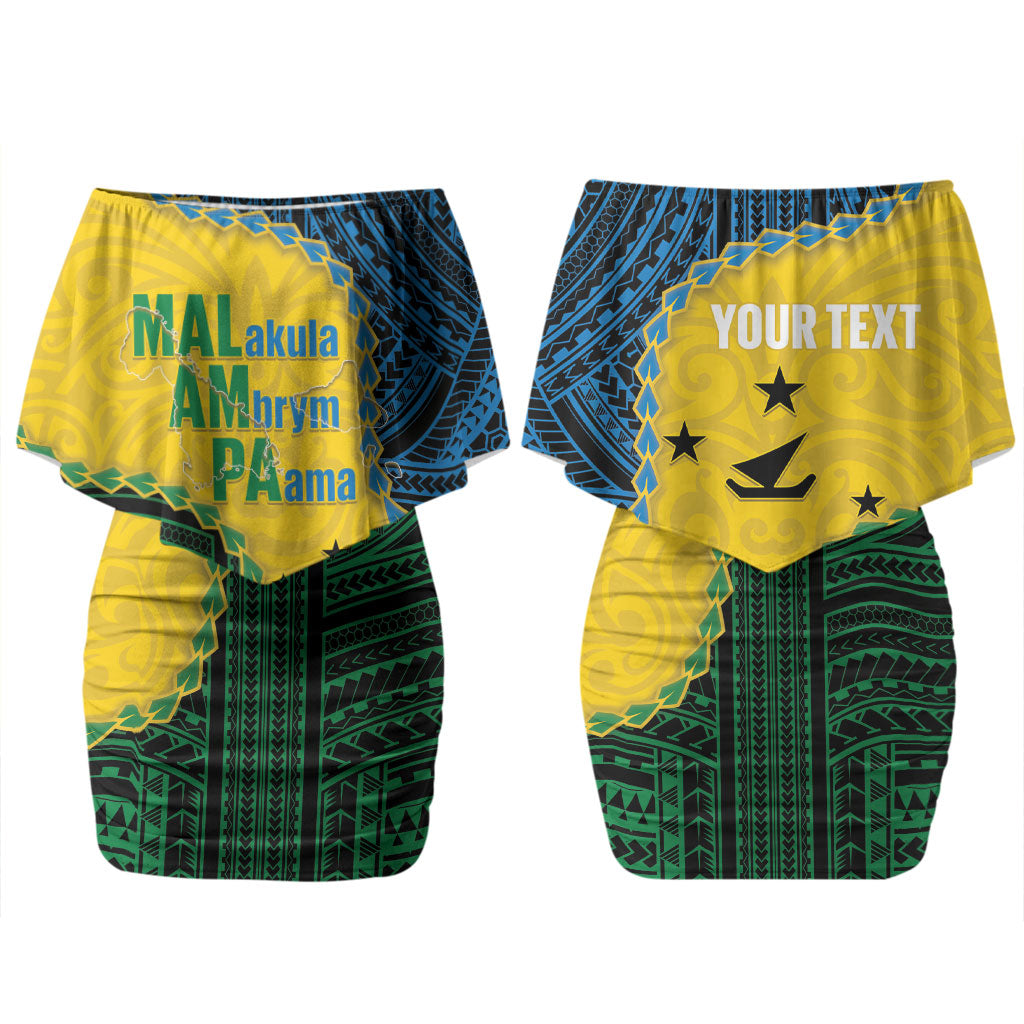 Personalised Malampa Province Vanuatu Couples Matching Off Shoulder Short Dress and Long Sleeve Button Shirt Map With Polynesian Pattern LT14 - Polynesian Pride