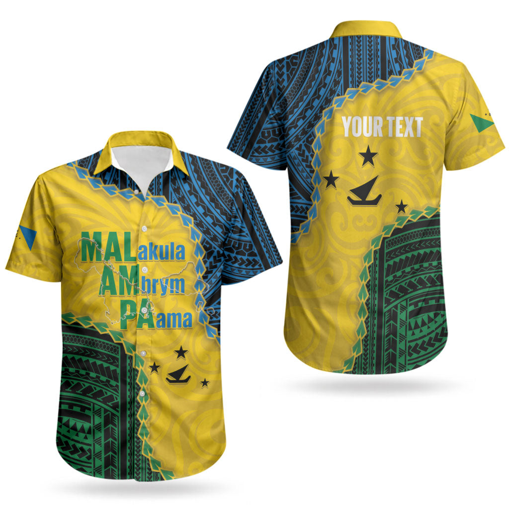 Personalised Malampa Province Vanuatu Couples Matching Off The Shoulder Long Sleeve Dress and Hawaiian Shirt Map With Polynesian Pattern LT14 - Polynesian Pride