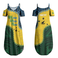 Personalised Malampa Province Vanuatu Couples Matching Summer Maxi Dress and Hawaiian Shirt Map With Polynesian Pattern LT14 - Polynesian Pride