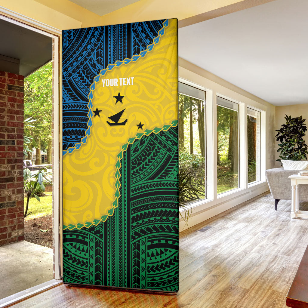Personalised Malampa Province Vanuatu Door Cover Map With Polynesian Pattern LT14 - Polynesian Pride