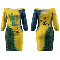 Personalised Malampa Province Vanuatu Family Matching Off The Shoulder Long Sleeve Dress and Hawaiian Shirt Map With Polynesian Pattern LT14 Mom's Dress Multicolor - Polynesian Pride