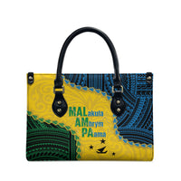 Malampa Province Vanuatu Leather Bag Map With Polynesian Pattern LT14 - Polynesian Pride