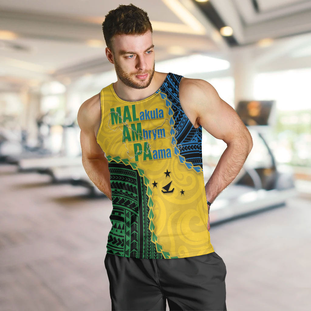 Personalised Malampa Province Vanuatu Men Tank Top Map With Polynesian Pattern LT14 Multicolor - Polynesian Pride