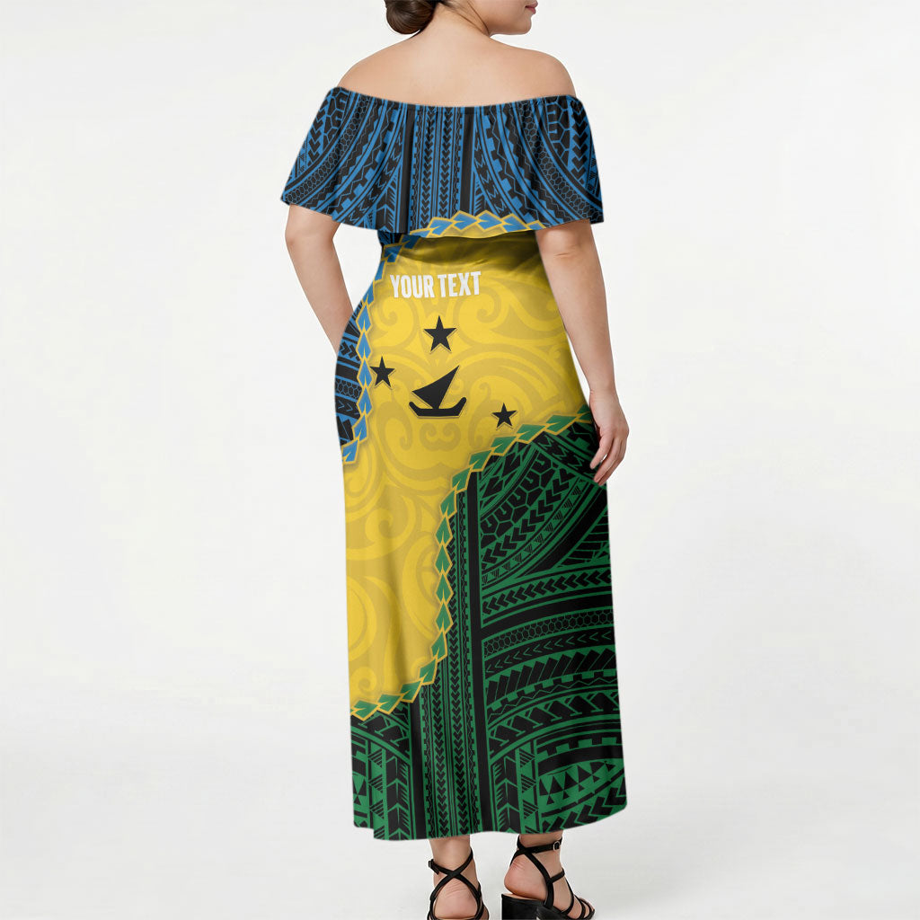 Personalised Malampa Province Vanuatu Off Shoulder Maxi Dress Map With Polynesian Pattern LT14 - Polynesian Pride