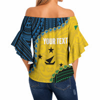 Personalised Malampa Province Vanuatu Off Shoulder Wrap Waist Top Map With Polynesian Pattern LT14 - Polynesian Pride