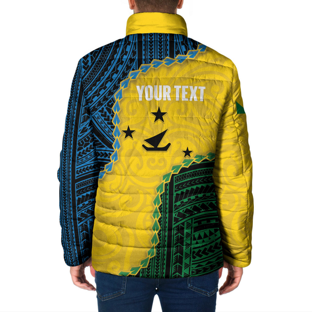 Personalised Malampa Province Vanuatu Padded Jacket Map With Polynesian Pattern LT14 - Polynesian Pride