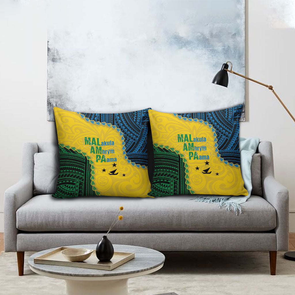 Malampa Province Vanuatu Pillow Cover Map With Polynesian Pattern LT14 - Polynesian Pride