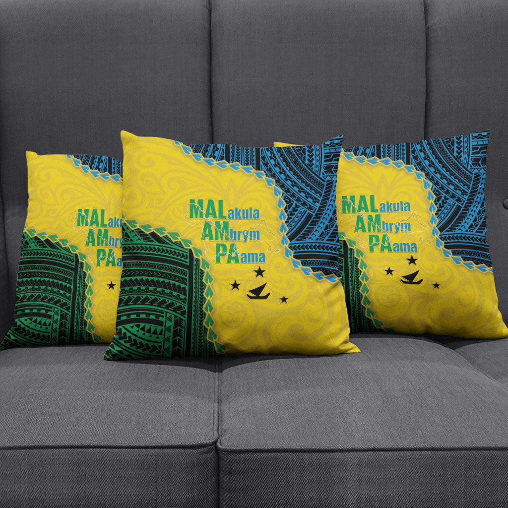 Malampa Province Vanuatu Pillow Cover Map With Polynesian Pattern LT14 - Polynesian Pride
