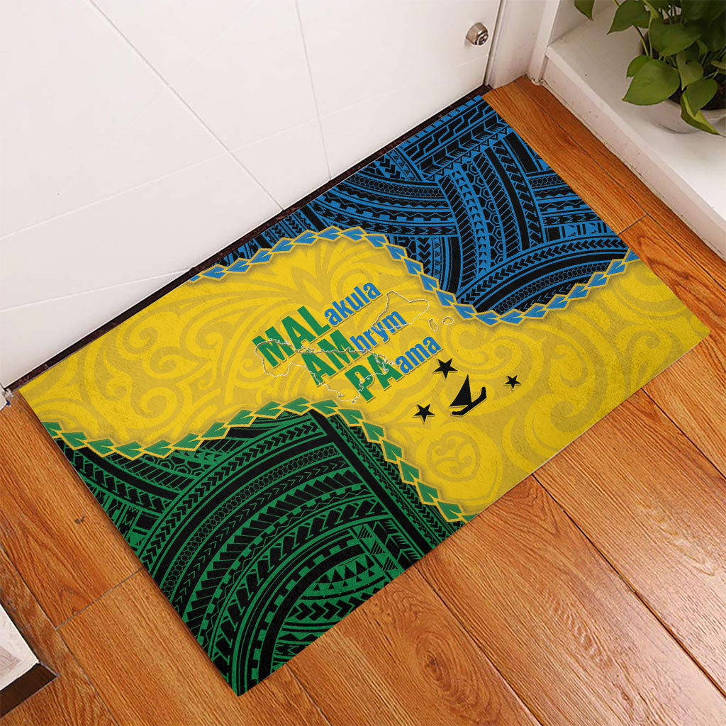 Malampa Province Vanuatu Rubber Doormat Map With Polynesian Pattern LT14 - Polynesian Pride