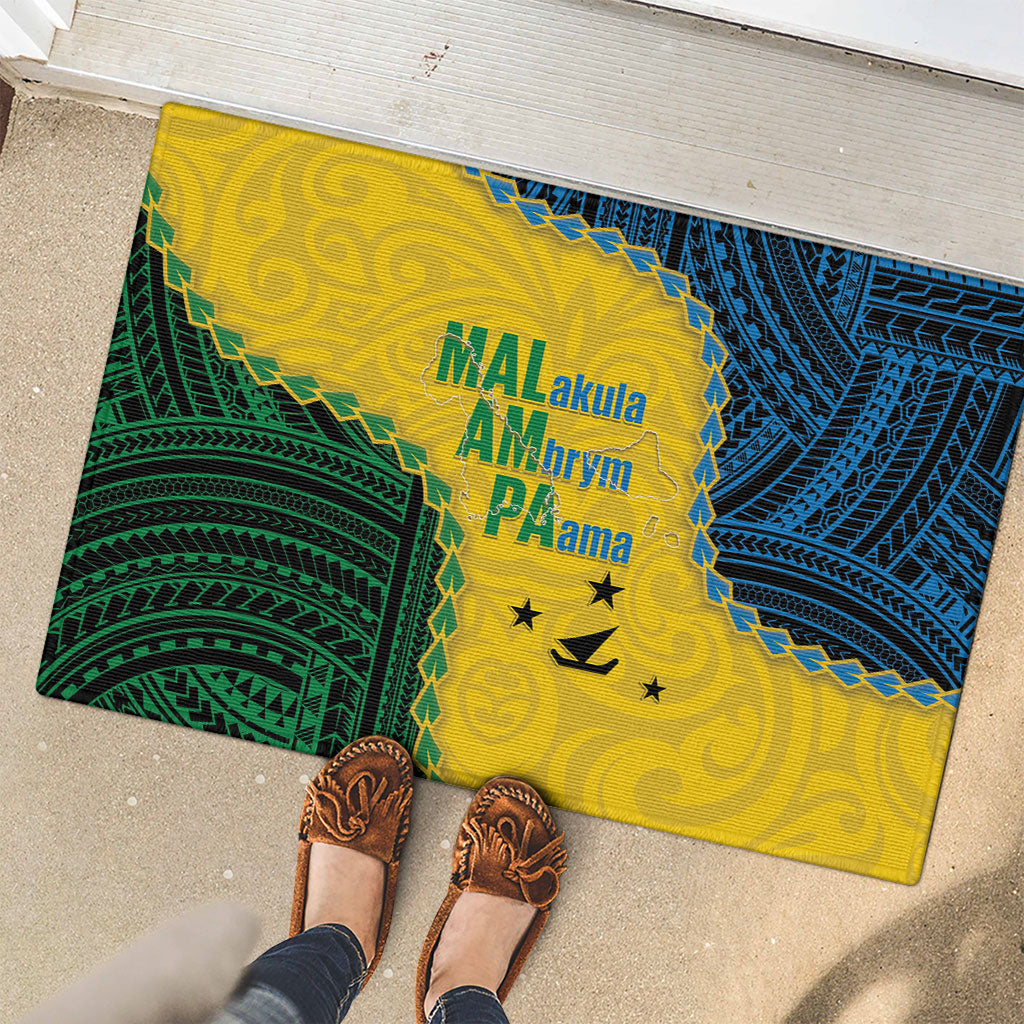Malampa Province Vanuatu Rubber Doormat Map With Polynesian Pattern LT14 - Polynesian Pride