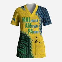 Personalised Malampa Province Vanuatu Scrub Top Map With Polynesian Pattern LT14 Adult Multicolor - Polynesian Pride