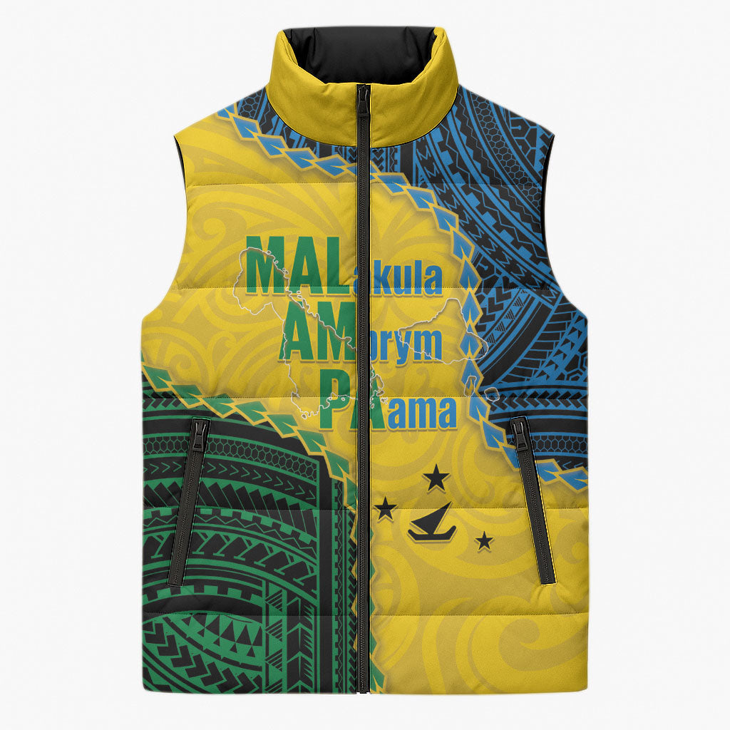 Personalised Malampa Province Vanuatu Sleeveless Puffer Jacket Map With Polynesian Pattern LT14 Unisex Multicolor - Polynesian Pride