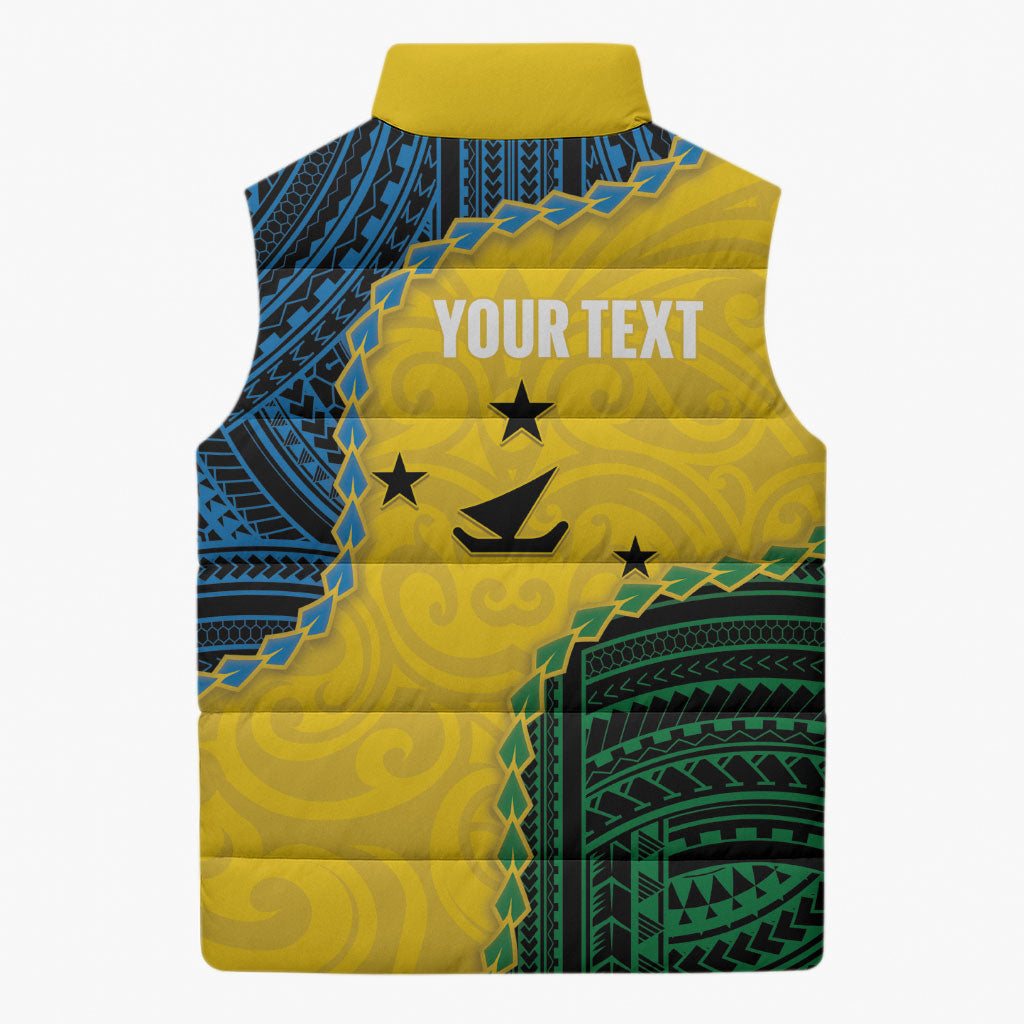 Personalised Malampa Province Vanuatu Sleeveless Puffer Jacket Map With Polynesian Pattern LT14 - Polynesian Pride