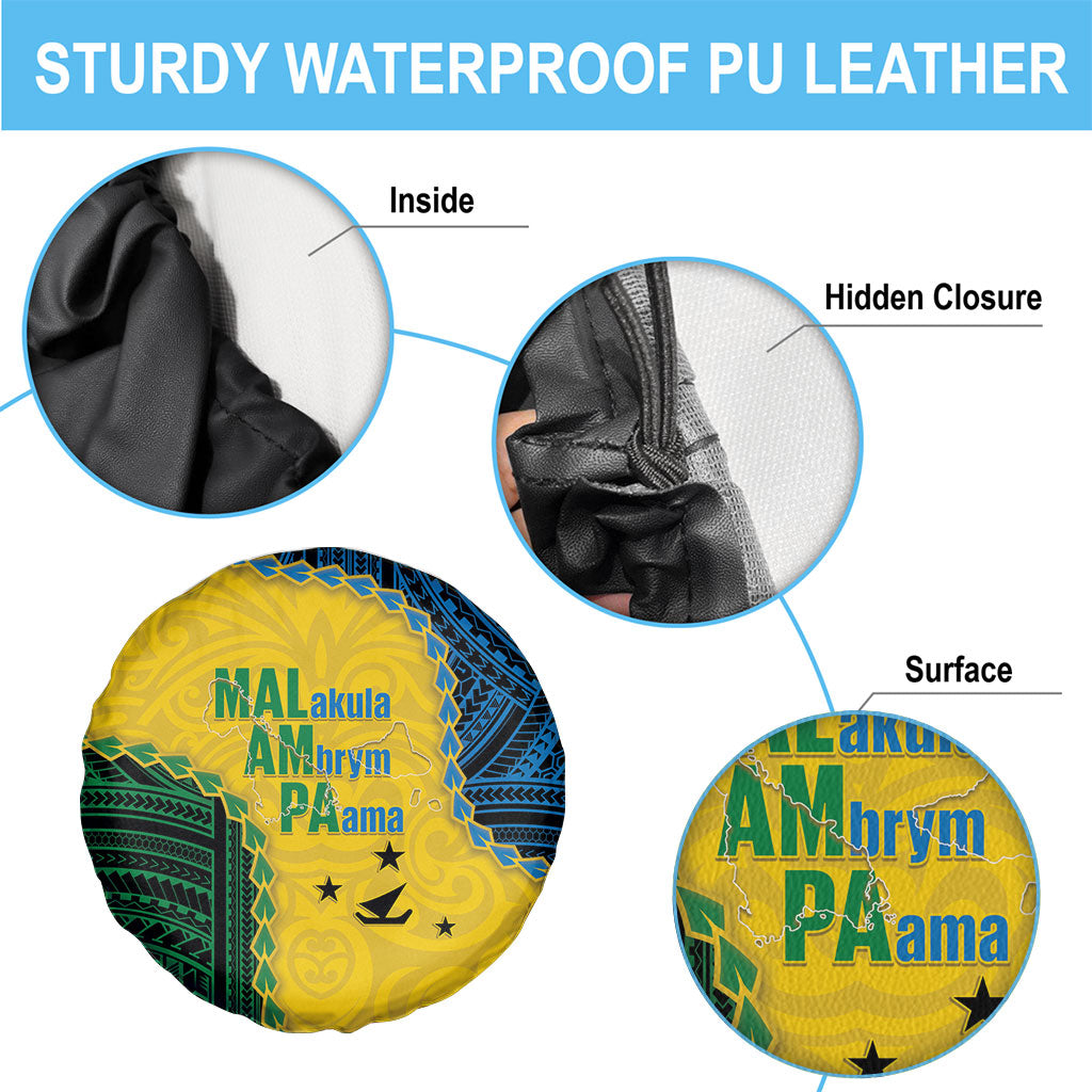 Malampa Province Vanuatu Spare Tire Cover Map With Polynesian Pattern LT14 - Polynesian Pride