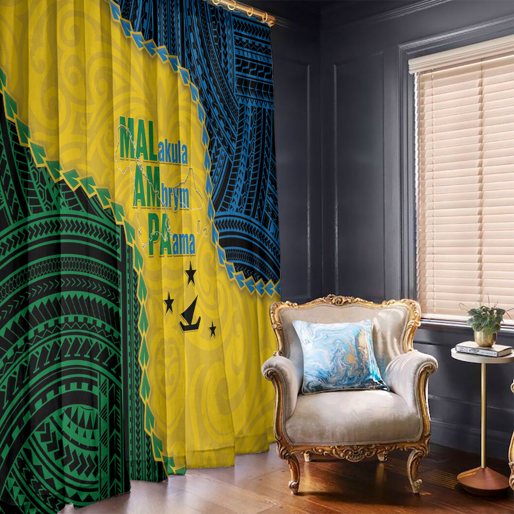 Malampa Province Vanuatu Window Curtain Map With Polynesian Pattern LT14 - Polynesian Pride