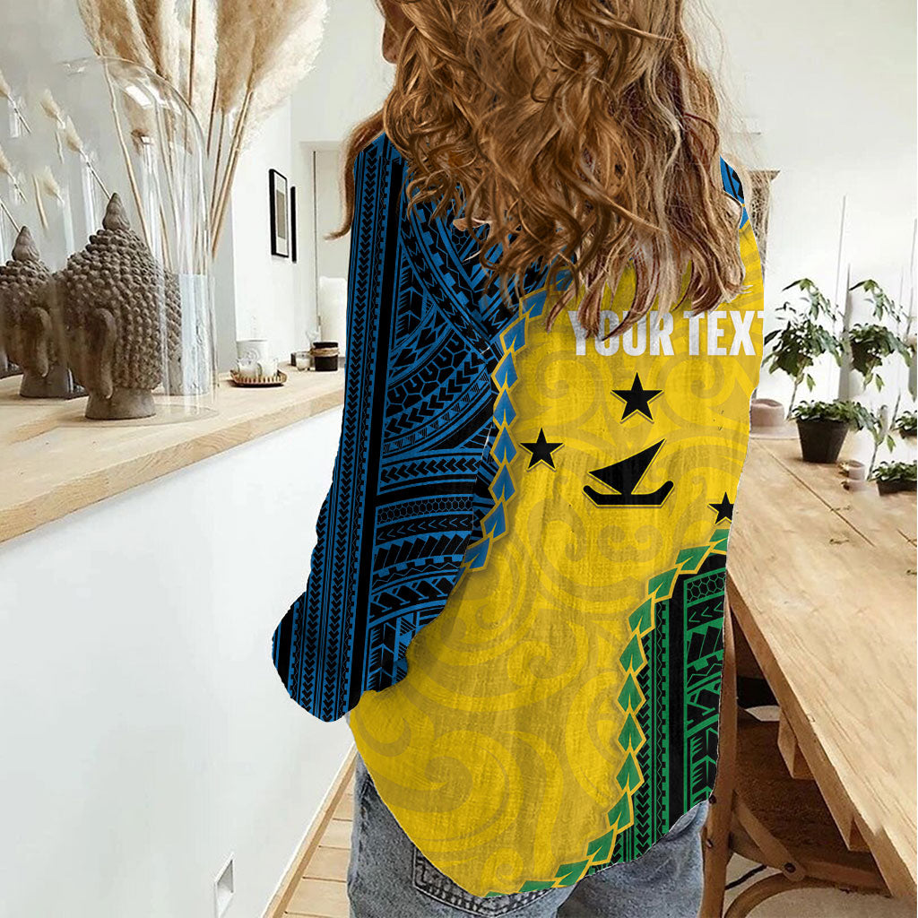 Personalised Malampa Province Vanuatu Women Casual Shirt Map With Polynesian Pattern LT14 - Polynesian Pride