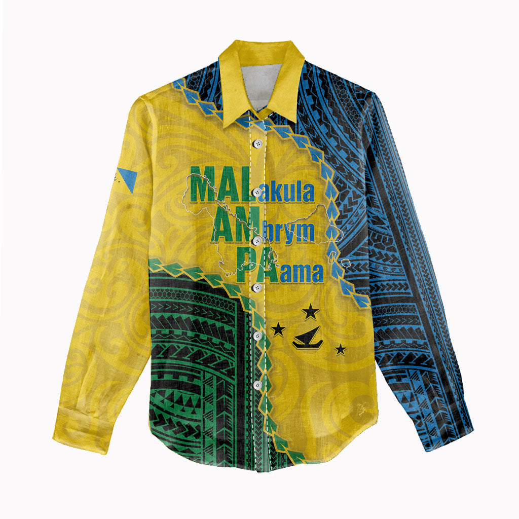Personalised Malampa Province Vanuatu Women Casual Shirt Map With Polynesian Pattern LT14 - Polynesian Pride