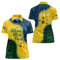 Personalised Malampa Province Vanuatu Women Polo Shirt Map With Polynesian Pattern LT14 - Polynesian Pride