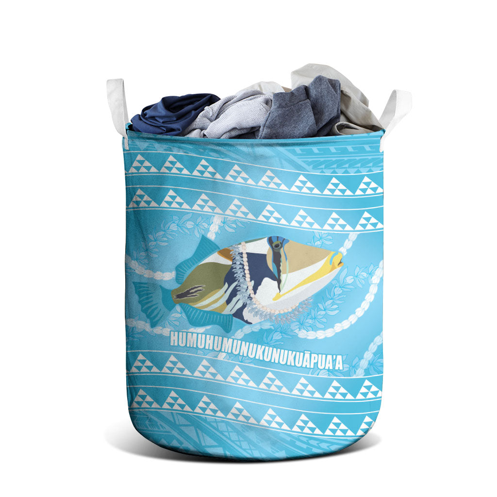 Aloha Hawaii Humuhumu Reef Triggerfish Laundry Basket Hawaiian Leis Kakau Pattern LT14 - Polynesian Pride