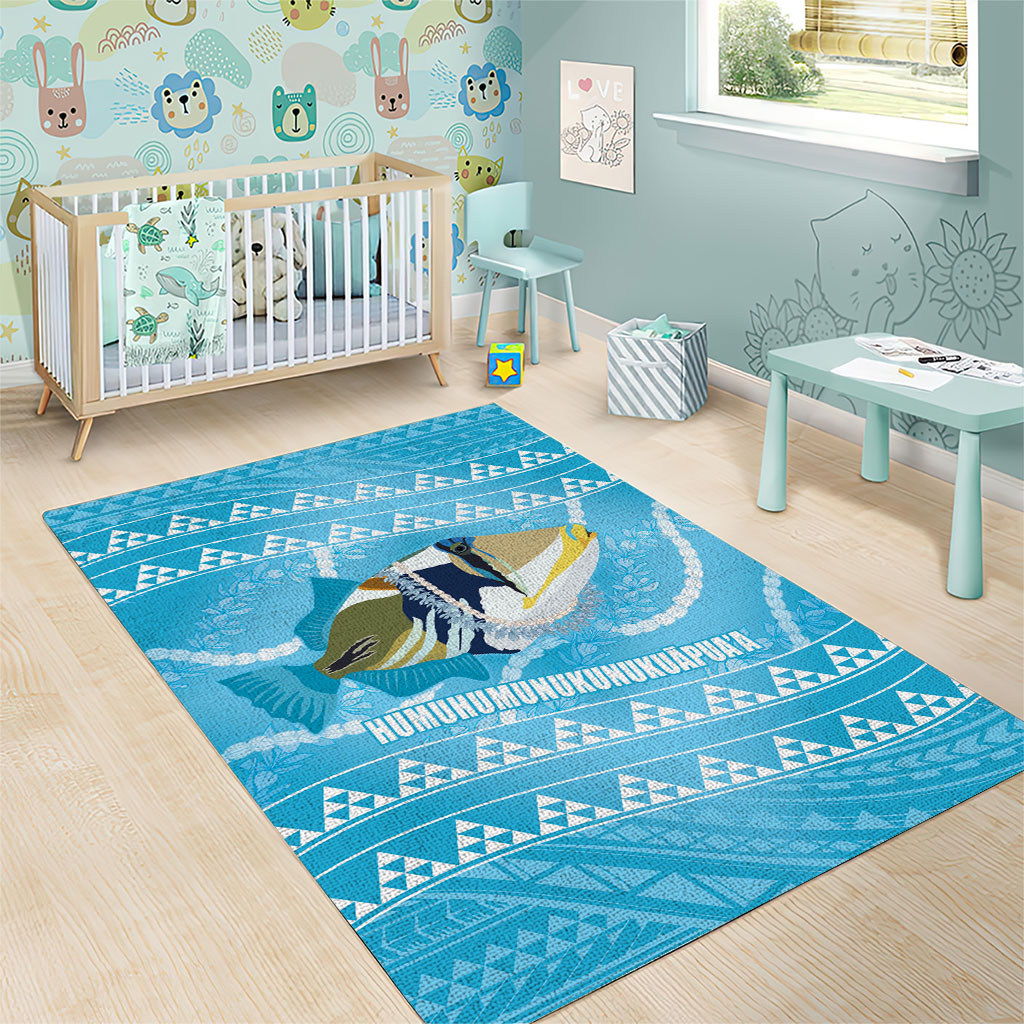 Aloha Hawaii Humuhumu Reef Triggerfish Area Rug Hawaiian Leis Kakau Pattern LT14 - Polynesian Pride