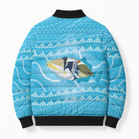 Aloha Hawaii Humuhumu Reef Triggerfish Bomber Puffer Jacket Hawaiian Leis Kakau Pattern LT14 - Polynesian Pride