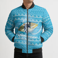 Aloha Hawaii Humuhumu Reef Triggerfish Bomber Puffer Jacket Hawaiian Leis Kakau Pattern LT14 - Polynesian Pride