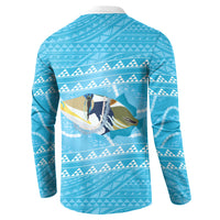 Aloha Hawaii Humuhumu Reef Triggerfish Button Sweatshirt Hawaiian Leis Kakau Pattern LT14 - Polynesian Pride
