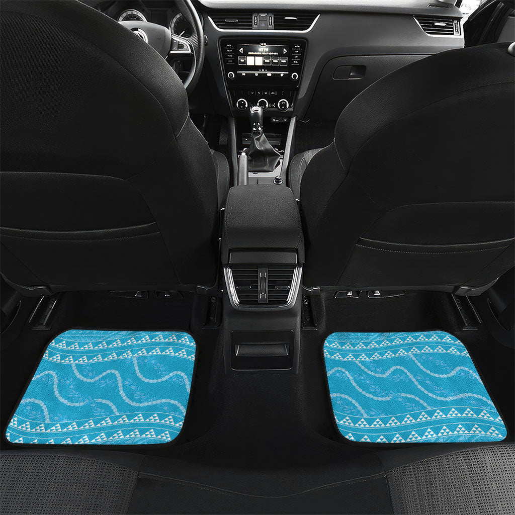 Aloha Hawaii Humuhumu Reef Triggerfish Car Mats Hawaiian Leis Kakau Pattern LT14 Set 2pcs - Back Blue - Polynesian Pride