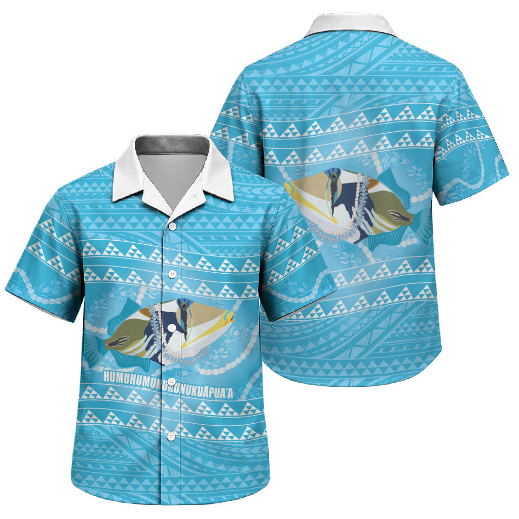 Aloha Hawaii Humuhumu Reef Triggerfish Family Matching Short Sleeve Bodycon Dress and Hawaiian Shirt Hawaiian Leis Kakau Pattern LT14 Son's Shirt Blue - Polynesian Pride
