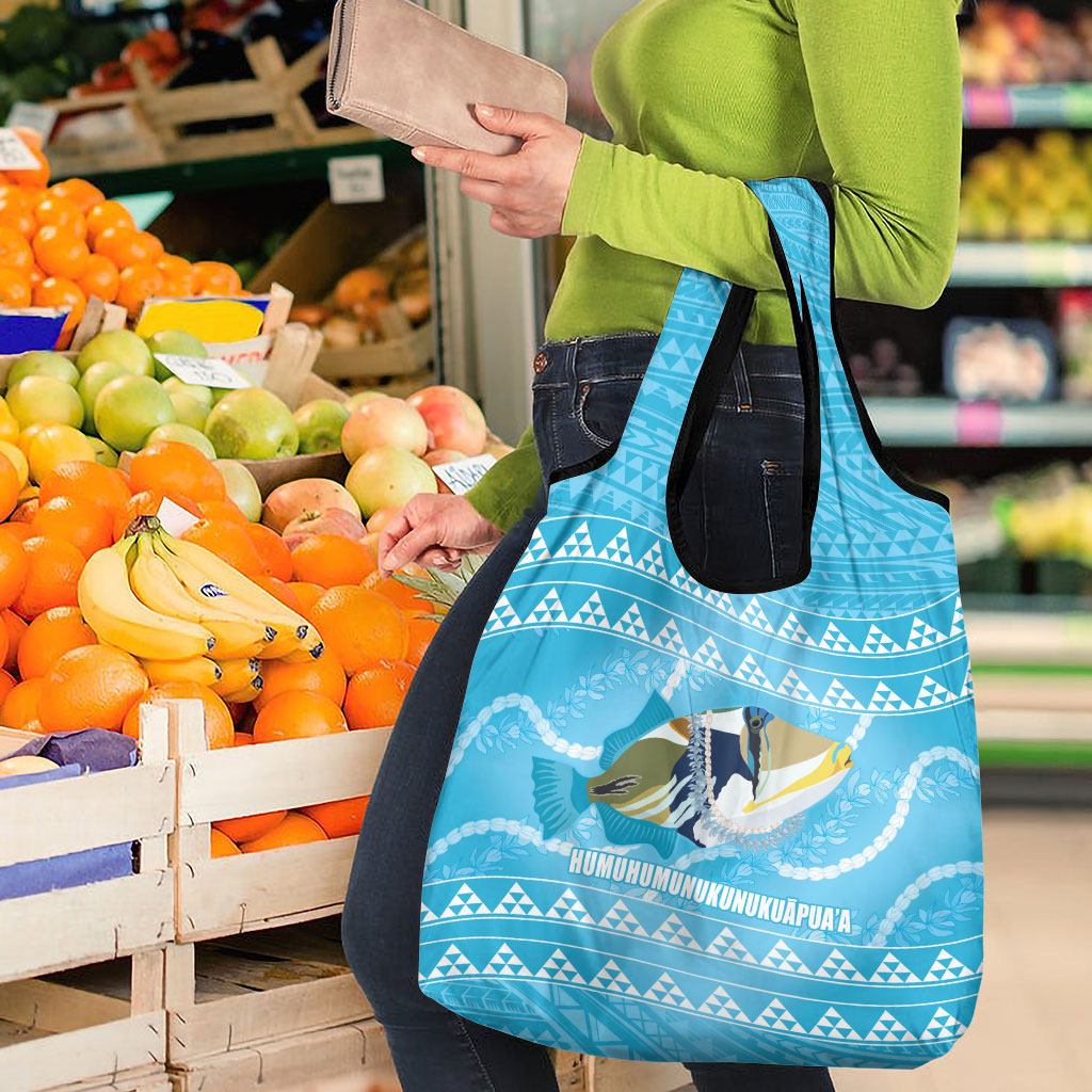 Aloha Hawaii Humuhumu Reef Triggerfish Grocery Bag Hawaiian Leis Kakau Pattern LT14 - Polynesian Pride