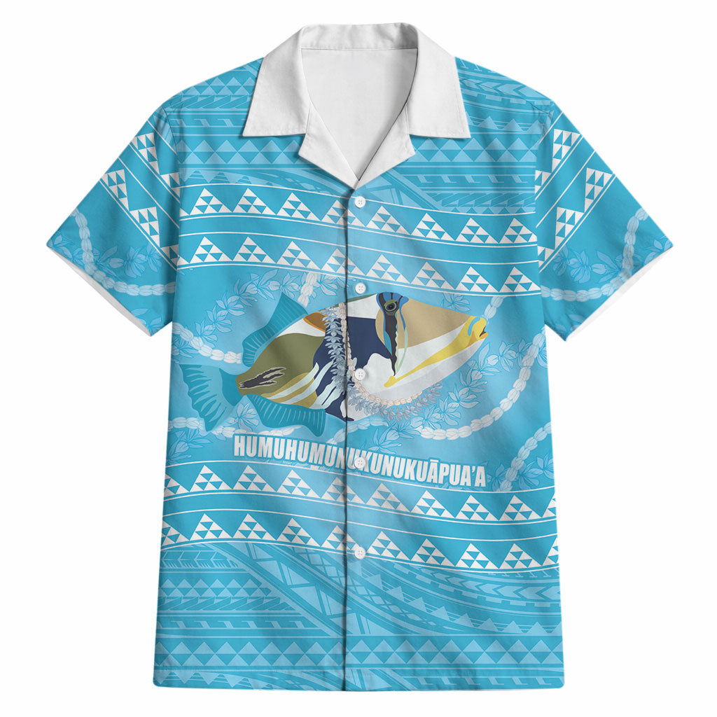Aloha Hawaii Humuhumu Reef Triggerfish Hawaiian Shirt Hawaiian Leis Kakau Pattern LT14 Blue - Polynesian Pride